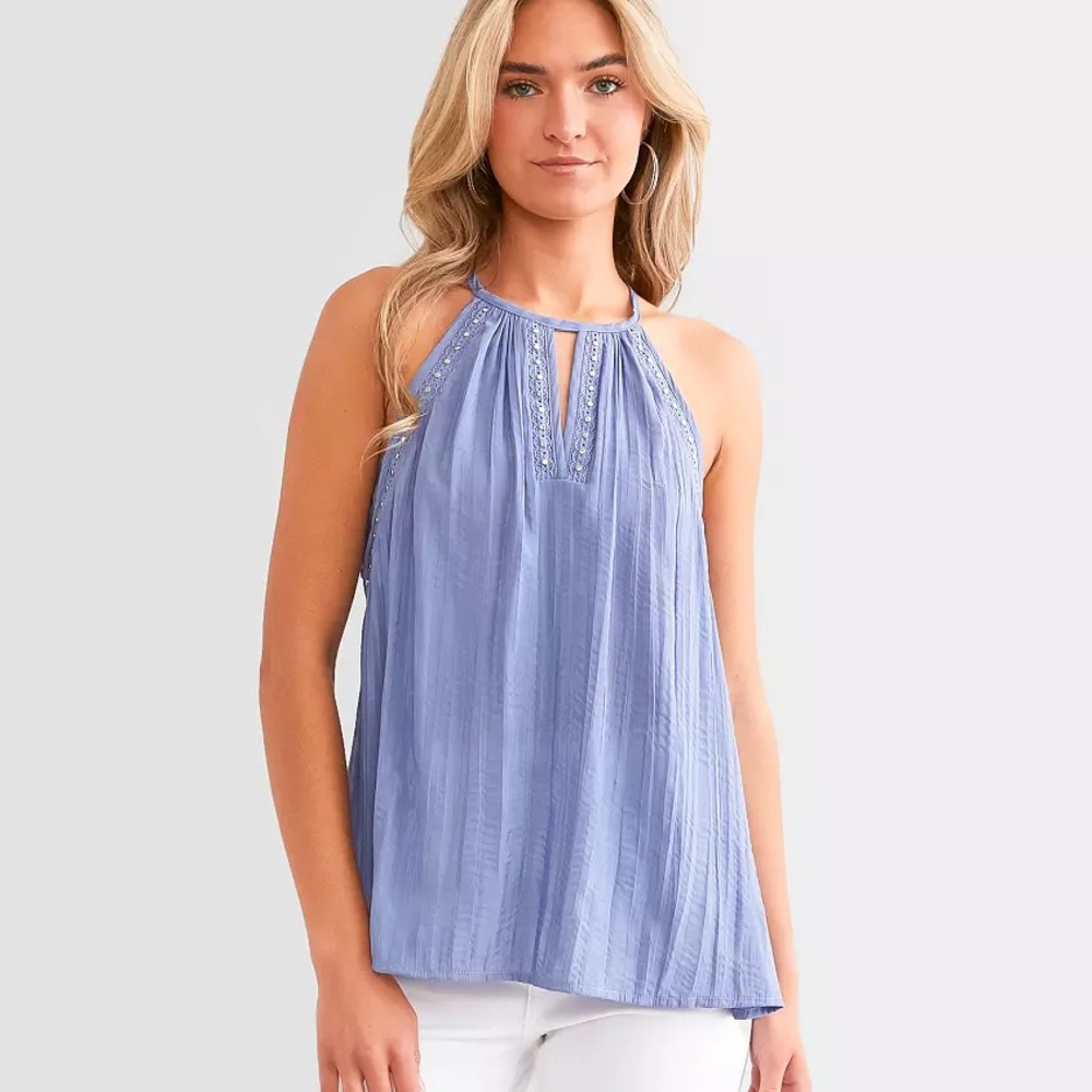 Daytrip Periwinkle Sleeveless Blouse with Embellishments